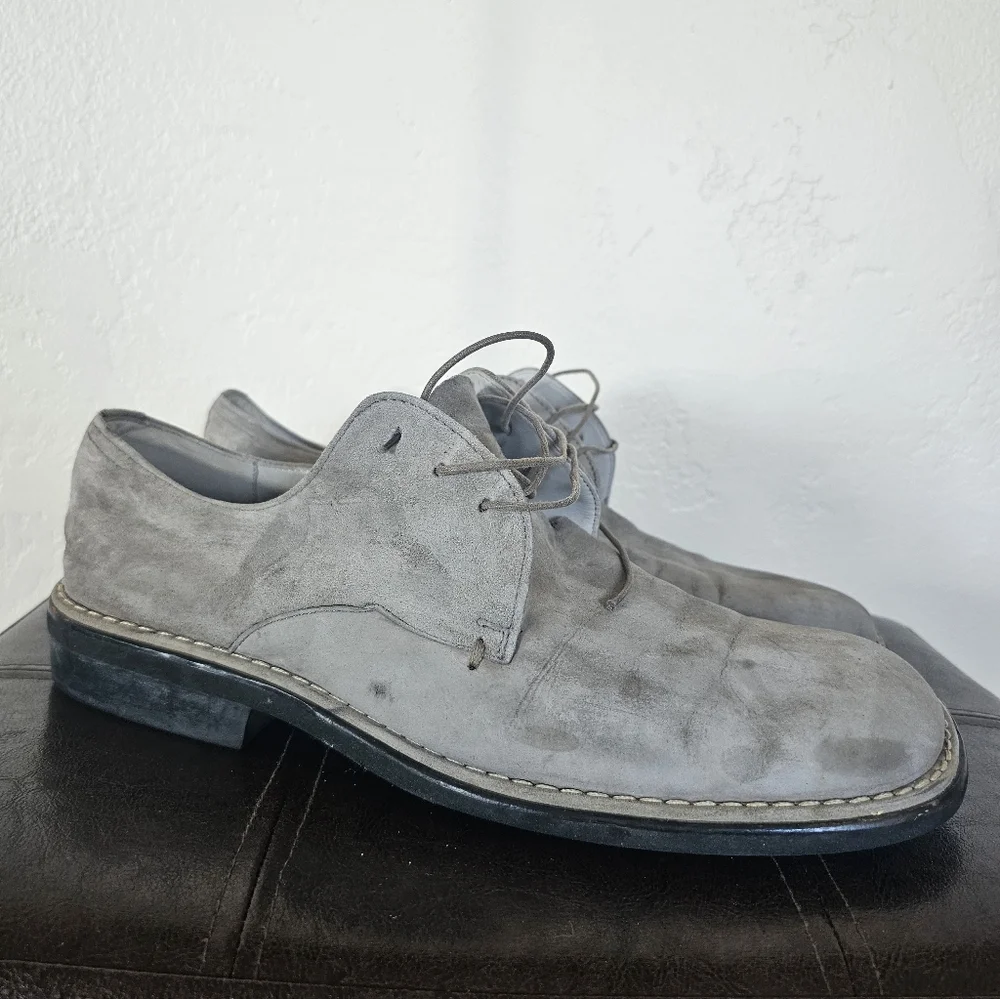 Hugo Boss Quiet Luxury‎ Old Money Square Toe Gray Suede Dress Shoes Sz 9.5